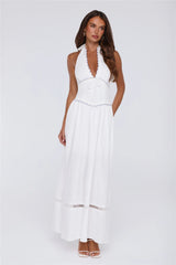 Pastel Promises Halter Maxi Dress White