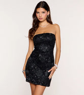 Petal Noir Sequin Floral Mini Dress