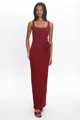 Olandra 3D Floral Maxi Dress Red