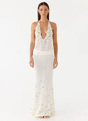 Adelaida Beaded Crochet Top - Ivory