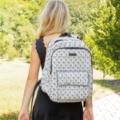 Quilted Bow Backpack in Black and Cream