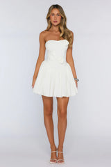Mysterious Rose Strapless Mini Dress White