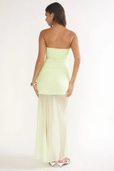 Lumiere Strapless Sheer Mesh Dress Lime
