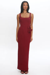 Olandra 3D Floral Maxi Dress Red