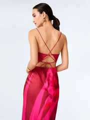 Ginny Dress in Red and Pink Floral Placement