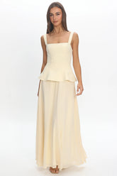 Sweet Tooth Peplum Maxi Dress Butter Yellow