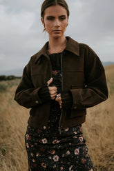 Lovelyn Collared Suede Jacket
