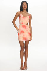 Kristian Tied Back Cut-Out Mini Dress Floral Red