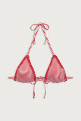 Nick Triangle Halter Bikini Top - Scarlet Stripe