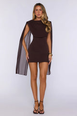 Whimsical Luxe Mini Dress Brown