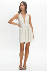 Elisabet Halterneck Belted Mini Dress Off White