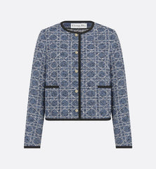 CD 25 Round Neck Suit Small Jacket Blue Cotton Silk