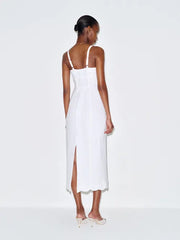 Sara Linen Dress In White
