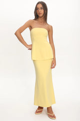 Vicci Strapless Flared Waist Maxi Dress Butter
