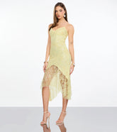 Roxie Beaded Lace Asymmetrical Midi Dress