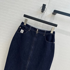 Fendi 25 Denim Skirt Dark Blue Cotton