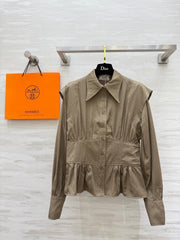 HM Jacquard Shirt with Slim Fit Taupe Silk Cotton 346526