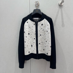 CD 25 Round Neck Cardigan Black White Cashmere 210860
