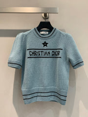CD 25 Lucky Star Knit Top Blue-green Sheep wool