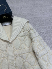 CD Plaid Knitted Jacket White Wool