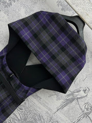 CD 25 Halter-neck Backless Dress Purple Black Wool Fabric