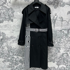 CD 25 Long Coat Black White Polyester