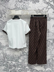 Fendi 25 Suit White Brown Cotton