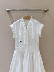 DIOR 25S SHORT PLEATED LACE SHIRT DRESS 553