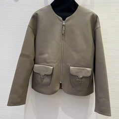 HERMES 25S SHORT LEATHER JACKET 059