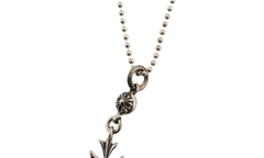 Small Cross Ball Chain Necklace Silver CHRM0644