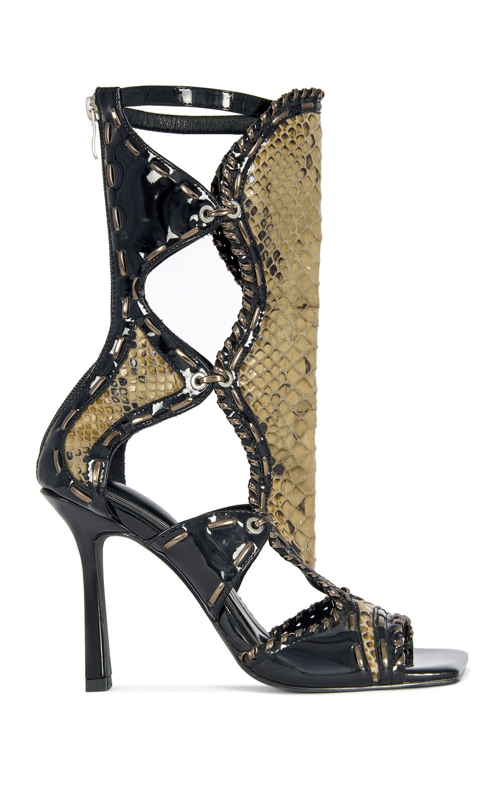 Women's Indrani Black Gladiator Stiletto Sandal Booties