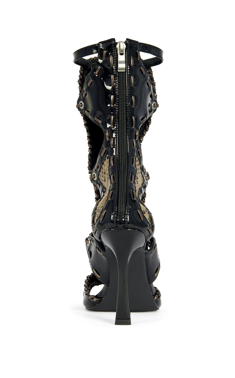 Women's Indrani Black Gladiator Stiletto Sandal Booties