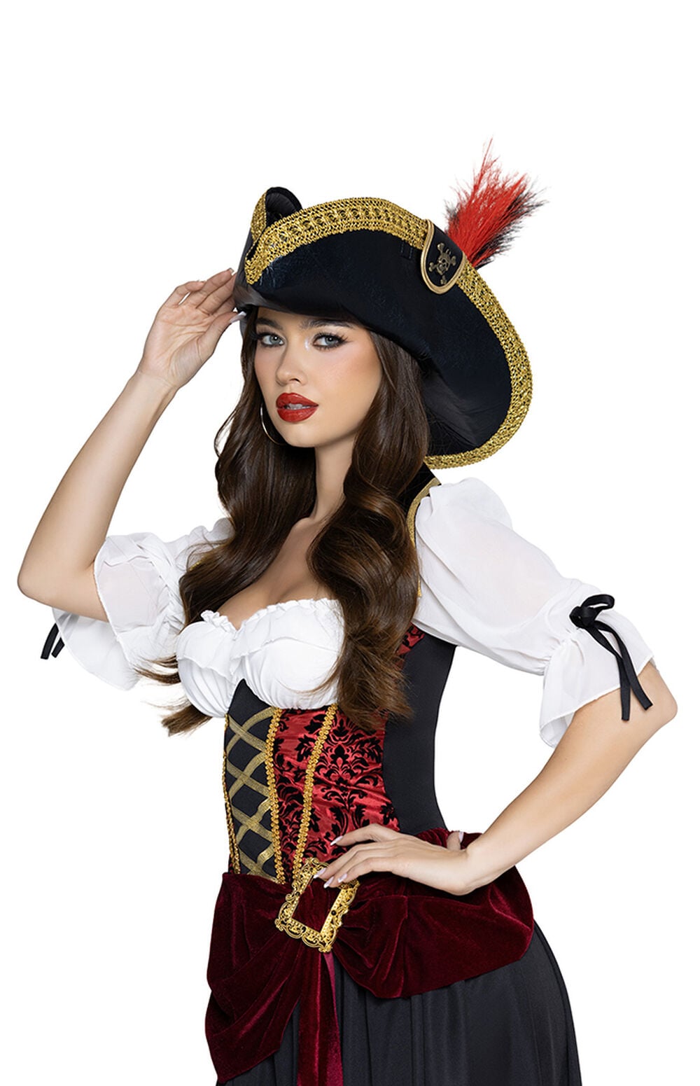 Faux Feather Pirate Hat