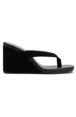 Grace Wedge Black Faux Suede