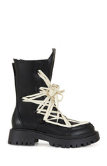 Women's Black Arjun Faux Leather Combat Boots