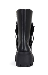 Women's Devoir Black 3D Flower Combat Boots