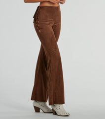 All Laced-Up Flare Faux Suede Pants
