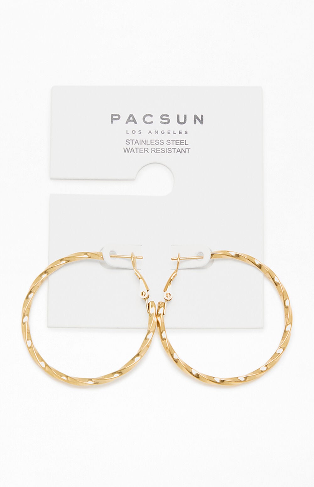 Gold Stainless Steel Twisted Hoop Earrings