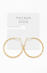 Gold Stainless Steel Twisted Hoop Earrings
