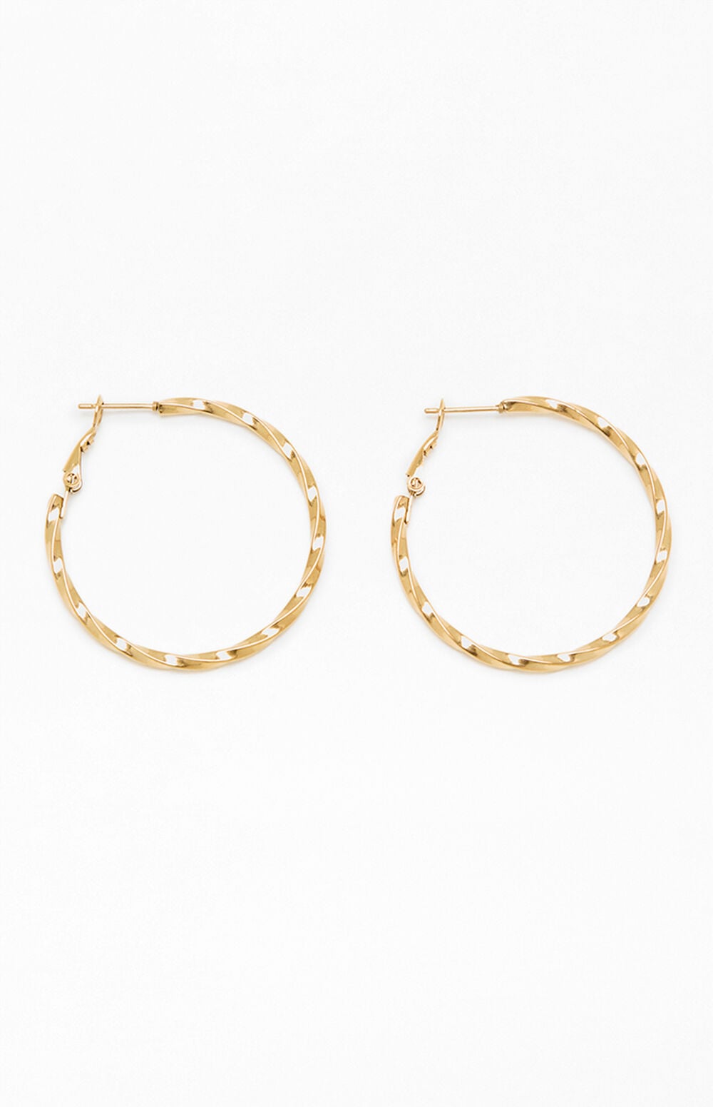 Gold Stainless Steel Twisted Hoop Earrings