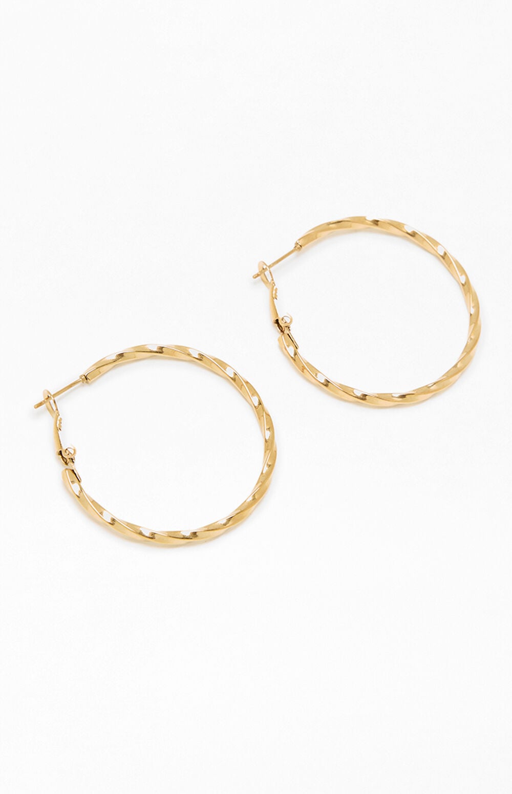 Gold Stainless Steel Twisted Hoop Earrings