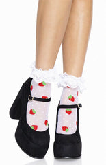 Strawberry Ruffle Ankle Socks