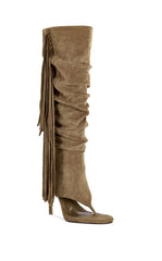 Women's Johanna Tan Fringe Stiletto Booties