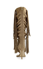 Women's Johanna Tan Fringe Stiletto Booties