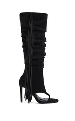 Women's Johanna Black Fringe Stiletto Booties