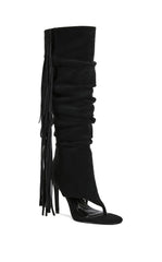 Women's Johanna Black Fringe Stiletto Booties