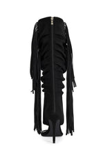 Women's Johanna Black Fringe Stiletto Booties