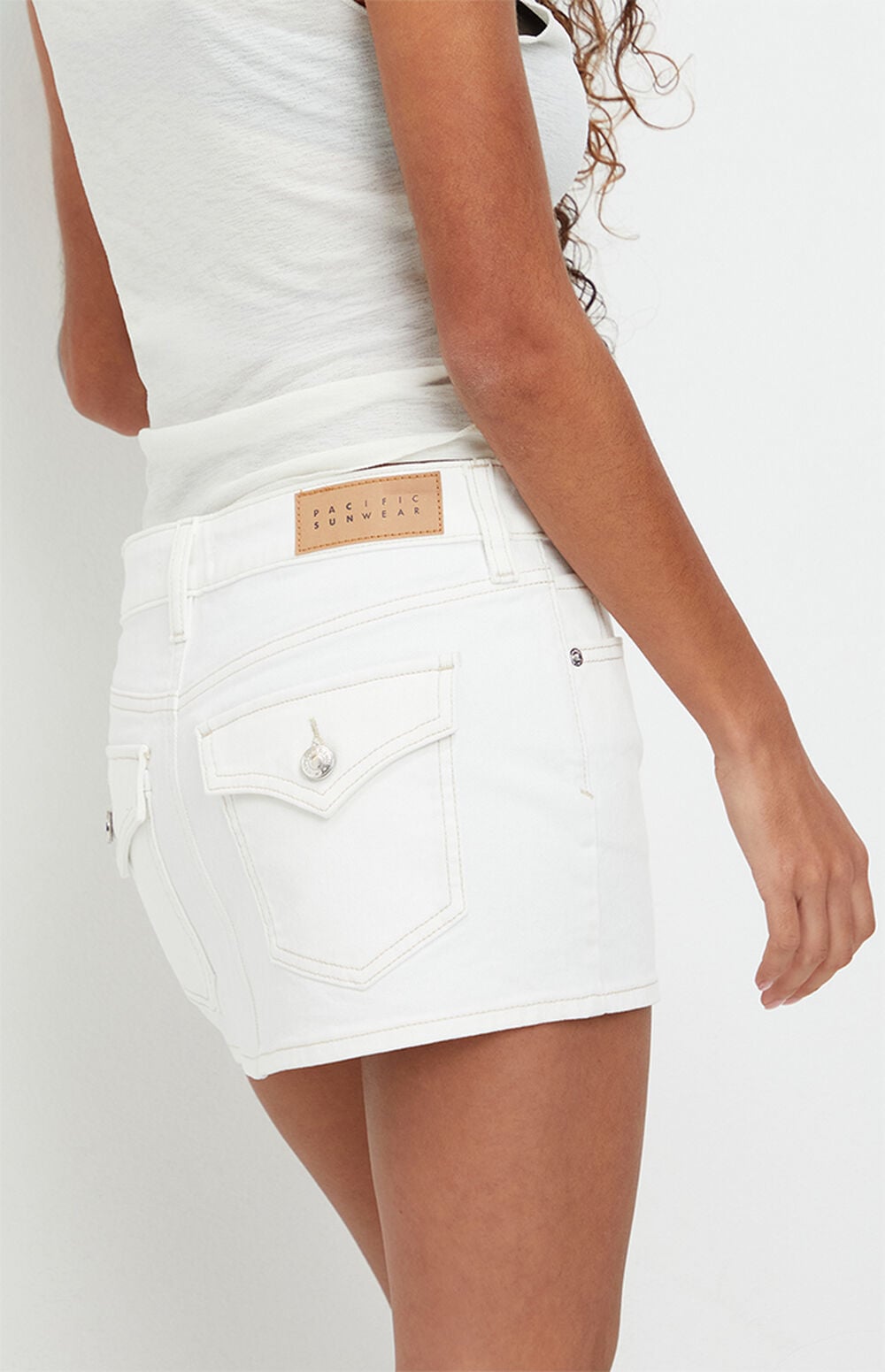Piper Stretch White Jean Micro Mini Skirt