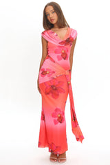 Virgo Season Draped Shoulder Maxi Dress Orchid Pink