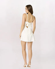 TWIST FRONT TIE BACK DRESS, WHITE